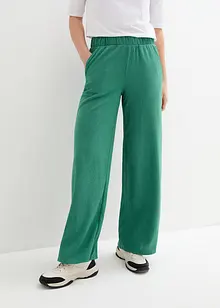 Pantalon large en jersey texturé, taille haute, bonprix