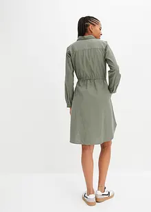 Blusen- Kleid mit Leinen und Gummizug in der Taille im Utility-Stil, knieumspielend, bonprix