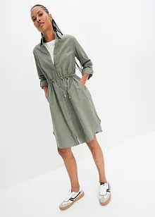 Blusen- Kleid mit Leinen und Gummizug in der Taille im Utility-Stil, knieumspielend, bonprix