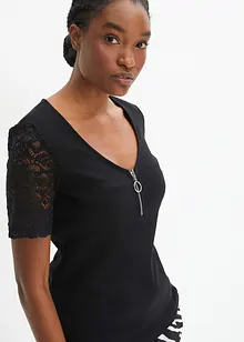 Rippshirt mit Reißverschluss, bonprix