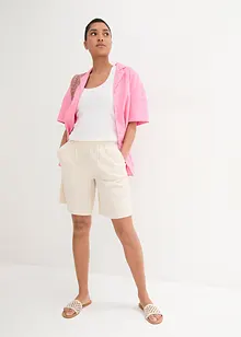 Weite Shorts mit Bundfalten mit Leinen mit High-Waist-Bequembund, bonprix