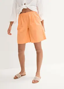 Short large à pinces en lin mélangé avec taille haute élastiquée, bonprix