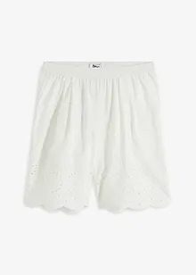 Weite Baumwollshorts mit High-Waist-Bequembund und Lochstickerei, bonprix