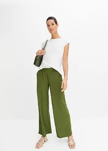 Pantalon en crêpe de jersey, taille haute, bonprix