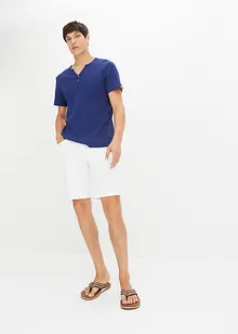 T-shirt côtelé col Henley en coton, manches courtes, John Baner JEANSWEAR