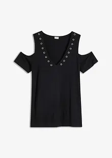 Cold-Shoulder Shirt mit Ösen, bonprix