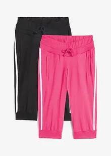 Lot de 2 pantalons de jogging en coton, coupe corsaire, bonprix