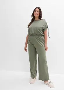 Combipantalon en jersey avec détail froncé aux manches et jambes larges, bonprix