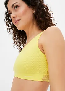 Geripptes Feel Comfort Seamless Bustier mit Spitze, bpc bonprix collection