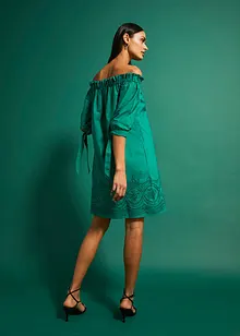 Robe brodée à col Bardot, bonprix