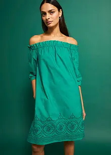 Robe brodée à col Bardot, bonprix