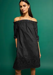 Robe brodée à col Bardot, bonprix