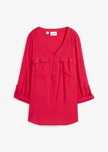 Blouse fluide à col en V et manches longues, bonprix