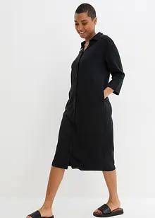 Shirt-Blusen-Kleid in Midi-Länge aus Baumwolle, bonprix