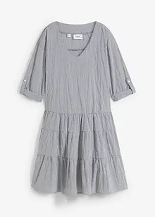 Robe-chemise courte finement côtelée, manches 3/4, bonprix