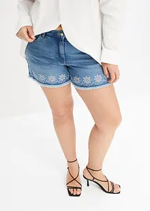 Jeans-Shorts Mid Waist, Lochstickerei, bonprix