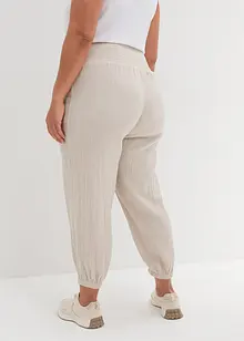 Pantalon sarouel à ceinture smockée en gaze de coton, bonprix