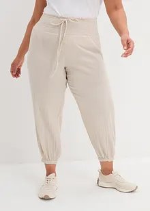 Pantalon en gaze de coton avec ceinture smockée, bonprix