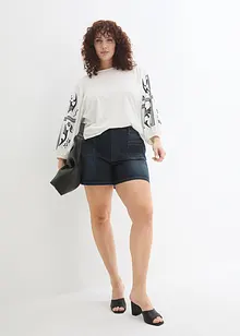 Short en jean, taille haute, extensible, John Baner JEANSWEAR