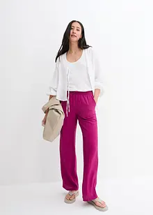 Pantalon ample à taille élastiquée en viscose mélangée, bonprix