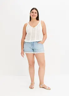 Jeans-Shorts mit Strass-Fransen, BODYFLIRT