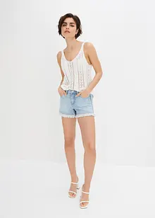 Jeans-Shorts mit Strass-Fransen, BODYFLIRT