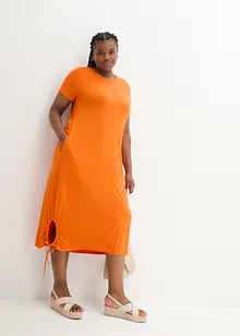 Robe midi en jersey de viscose avec poches et base froncée, bonprix