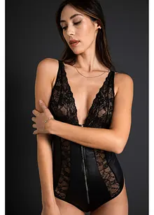Body-string ouvert avec effet mouillé et fermeture zippée, VENUS