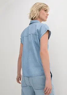 Jeans-Kurzarmbluse mit Leinen, bonprix