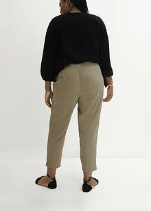 Pantalon en lin majoritaire avec empiècement de dentelle sur le côté, longueur cheville, bonprix