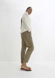 Leinenhose mit seitlichem Spitzeneinsatz, knöchelfrei, bonprix