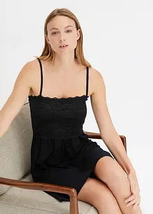 Chemise de nuit à bretelles spaghetti et empiècement en dentelle, bonprix