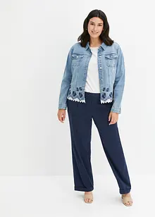 Veste en jean avec broderie et dentelle, bonprix