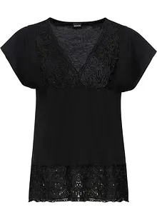 T-shirt avec décolleté en dentelle, bonprix