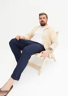Regular Fit Schlupfhose mit Leinenanteil, Straight, bonprix
