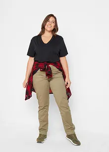 Weites Long-Shirt mit V-Ausschnitt, Kurzarm (5er Pack), bonprix