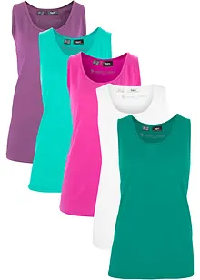 Lot de 5 débardeurs longs 100% coton, bonprix