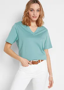 Weites Long-Shirt mit V-Ausschnitt, Kurzarm (5er Pack), bonprix