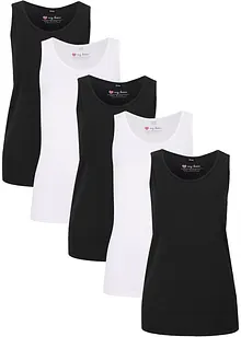 Lot de 5 débardeurs longs 100% coton, bonprix