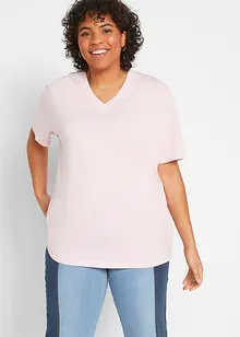 Weites Long-Shirt mit V-Ausschnitt, Kurzarm (5er Pack), bonprix