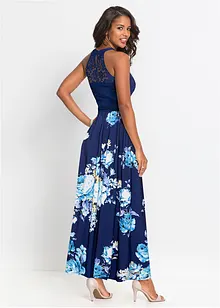Robe longue estivale avec imprimé floral et empiècement dentelle, bonprix