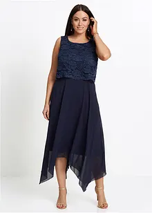 Robe premium en crêpe avec dentelle, bonprix