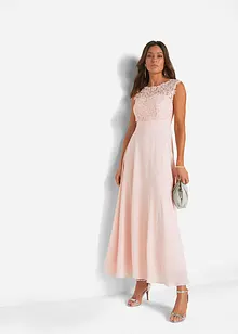 Robe longue avec empiècement dentelle, bonprix