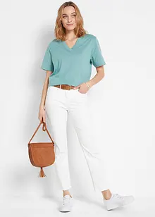 Weites Long-Shirt mit V-Ausschnitt, Kurzarm (5er Pack), bonprix