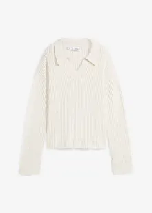 Pull boxy avec col polo et en matière côtelée, bonprix