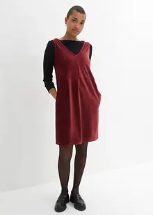 Latzkleid aus Jersey-Cord, knieumspielend, bonprix