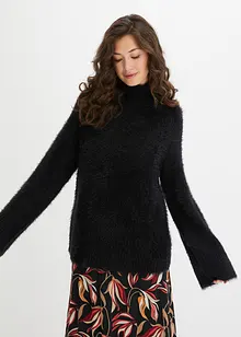 Pull boxy en fil plume à manches larges, bonprix