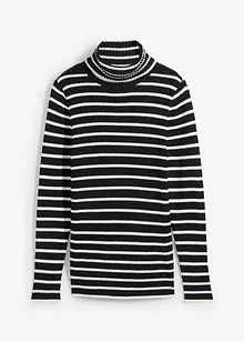 Pull col roulé côtelé à rayures, bonprix