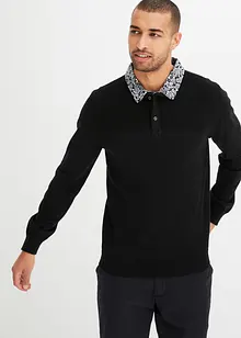 Pull en fine maille à col chemise, bonprix