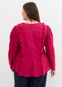 Bluse mit Volants aus fließender Viskose, bonprix